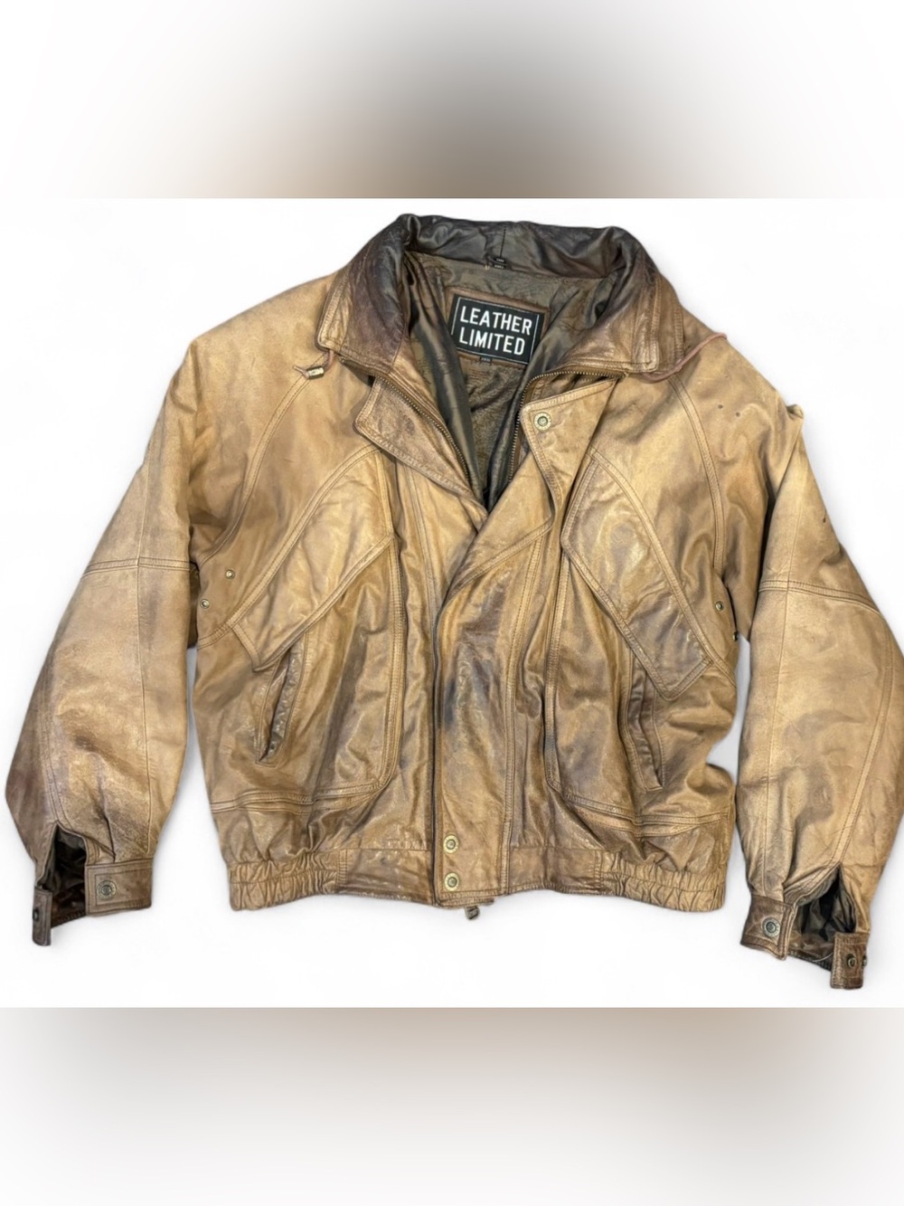 Vintage Leather Limited Genuine Leather Bomber Jacket – Distressed Brown XXXL